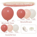 Retro Blush Pink Balloon Arch Kit-Dusty Pink Cream Peach White Sand Balloon Garland,Boho Pastel Pink Balloons Party Decorations For Birthday, Cielito Lindo,Baby Shower,Wedding Bridal 109Pcs