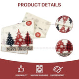 Red Pine Trees Merry Christmas Table Runner, Snowflake Table Runner, Seasonal Winter Decoration For Home Kitchen Dining Holiday Decor 13X72 Inch