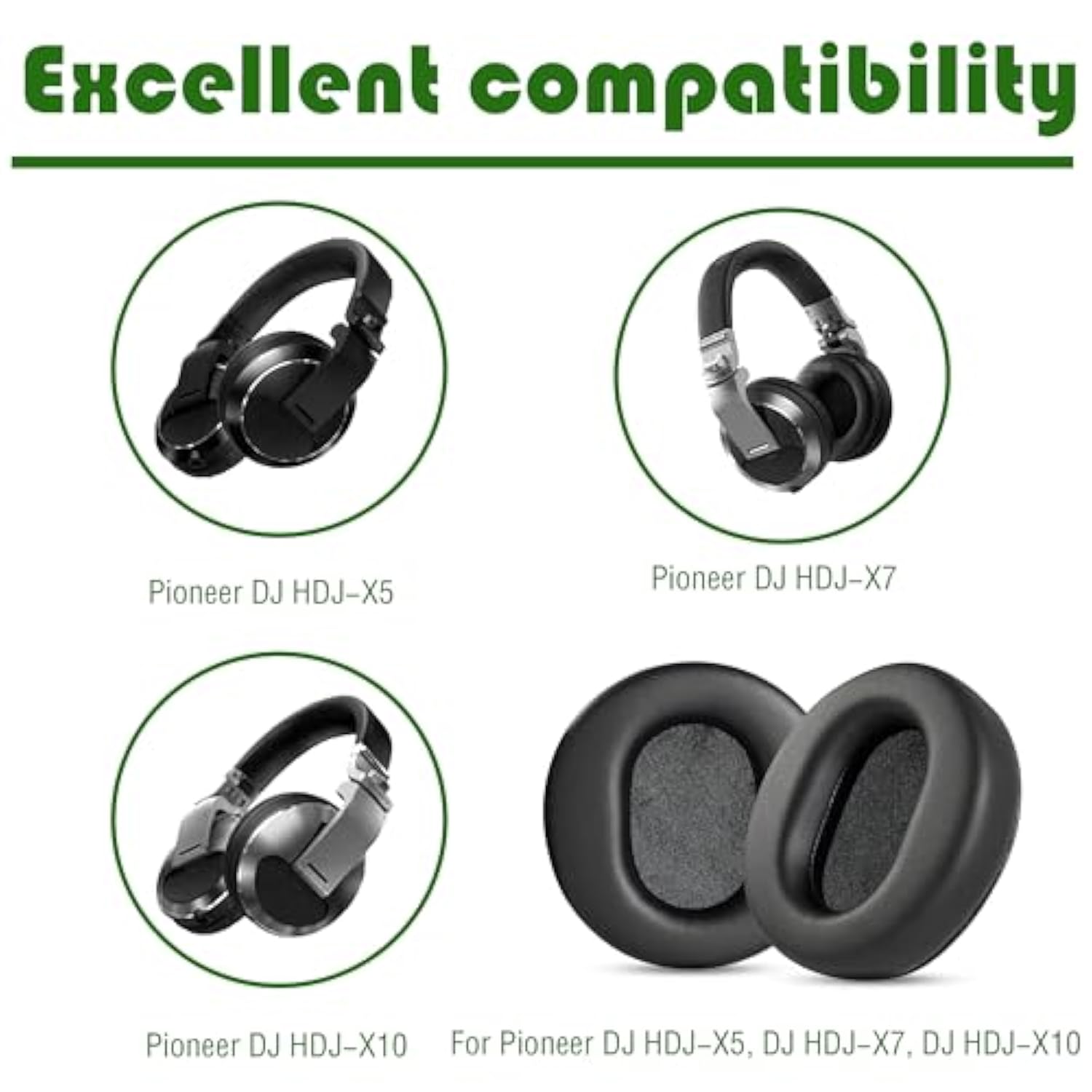 Earpads Compatible With Pioneer Dj Hdj-X5, Dj Hdj-X7, Dj Hdj-X10