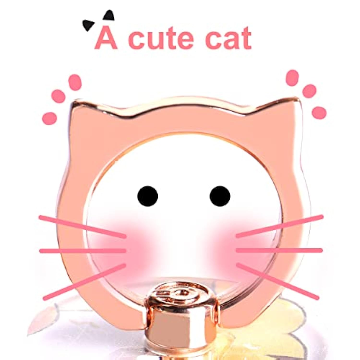 Cat Phone Ring Holder Clear Cell Phone Ring Holder Transparent Stand Finger Grip (1 Silver + 1 Rose Gold Cat)