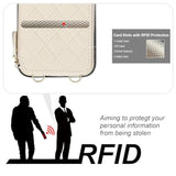 Crossbody Wallet Case For Iphone 13 Pro Max, Rfid Blocking Pu Leather Zipper Handbag Purse Flip Cover, Kickstand Folio Case With Card Slots Holder Wrist Strap Lanyard 5G 6.7 Inch (Beige)