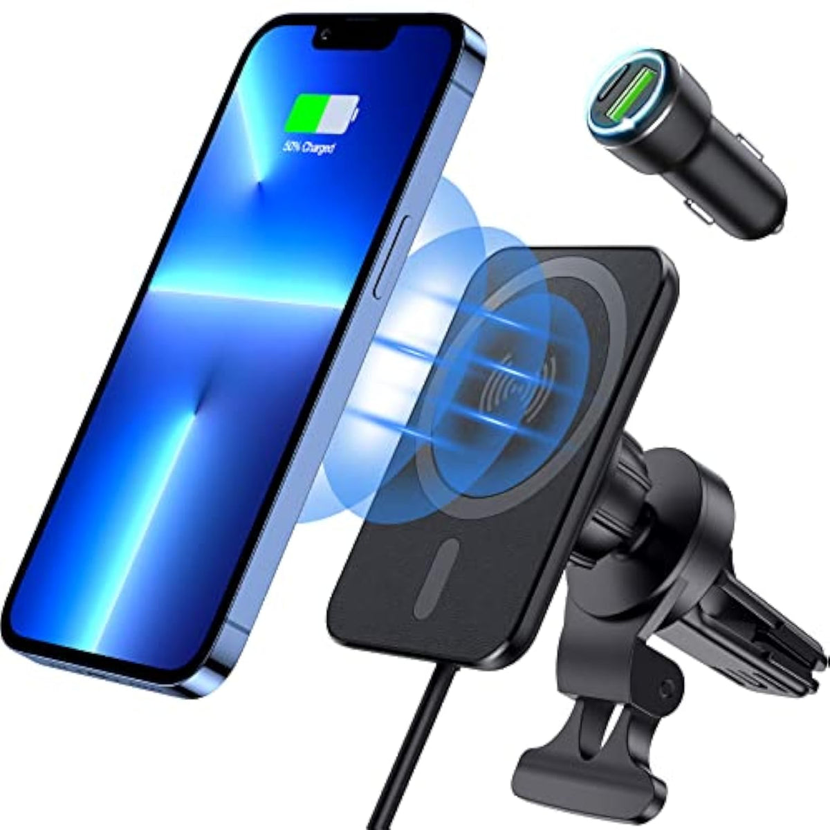 For Magsafe Car Mount Charger For Iphone 15, 15W Fast Charging, For Magsafe Car Charger, Powerful Magnetic Wireless Car Charger Air Vent Phone Holder For Iphone 15/14/13/12 Series With Car Charger
