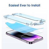 Amfilm Easiest Installation Onetouch For 14 Pro [6.1 Inch] Screen Protector Tempered Glass, Auto-Alignment Tech, Bubble Free And Full Coverage Case Friendly, Anti-Scratch 2 Pack