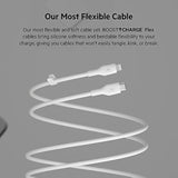 Belkin BoostCharge Flex Silicone USB-C to Lightning Cable (2M/6.6FT), MFi-Certified Charging Cable for iPhone Series with Cable Clip - White