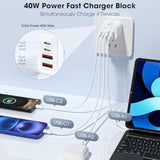 Usb C Charger Block, 2 Pack 40W 4-Port Iphone Charger Fast Charging Multiport Pd 3.0 & Qc 4.0 Double Quick Charge, Compatible With Iphone 17/16/15/14/13/12/11?Pro Max?Ipad, Samsung (White)