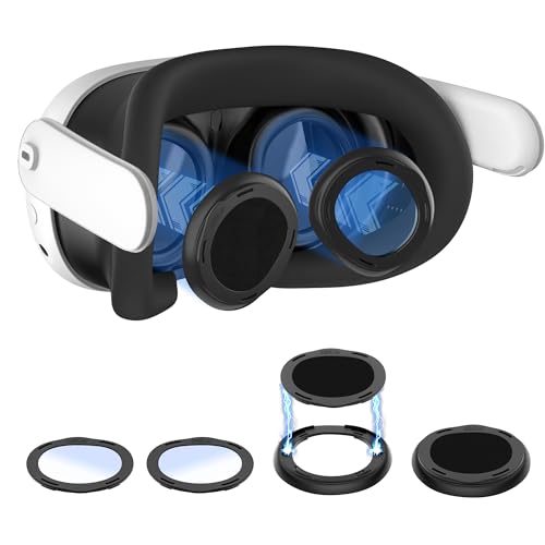 Lens Protector Cover Kit for Meta Quest 3, Blue Light Blocking Glasses with Glasses Spacer for Oculus Quest 3, Protector Anti-Scratch Ring