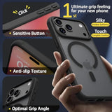 Magnetic Phone Case for iPhone 17 Pro Max with Screen Protector - Mil-Grade Drop Protection, Magsafe Compatible, Shockproof, Slim, Translucent Matte Finish, Black
