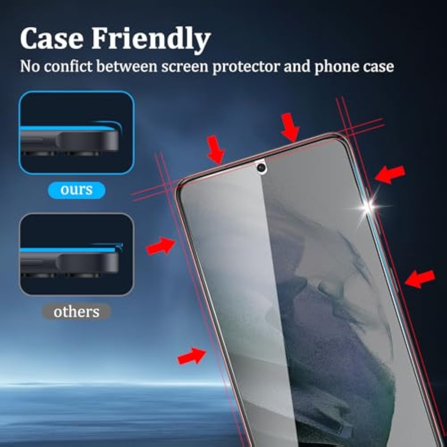 [4 Pack] 2 Pack Privacy Screen Protector For Samsung Galaxy S21 5G With 2 Pack Camera Lens Protector, 9H Hardness Anti Spy Tempered Glass Screen Protector