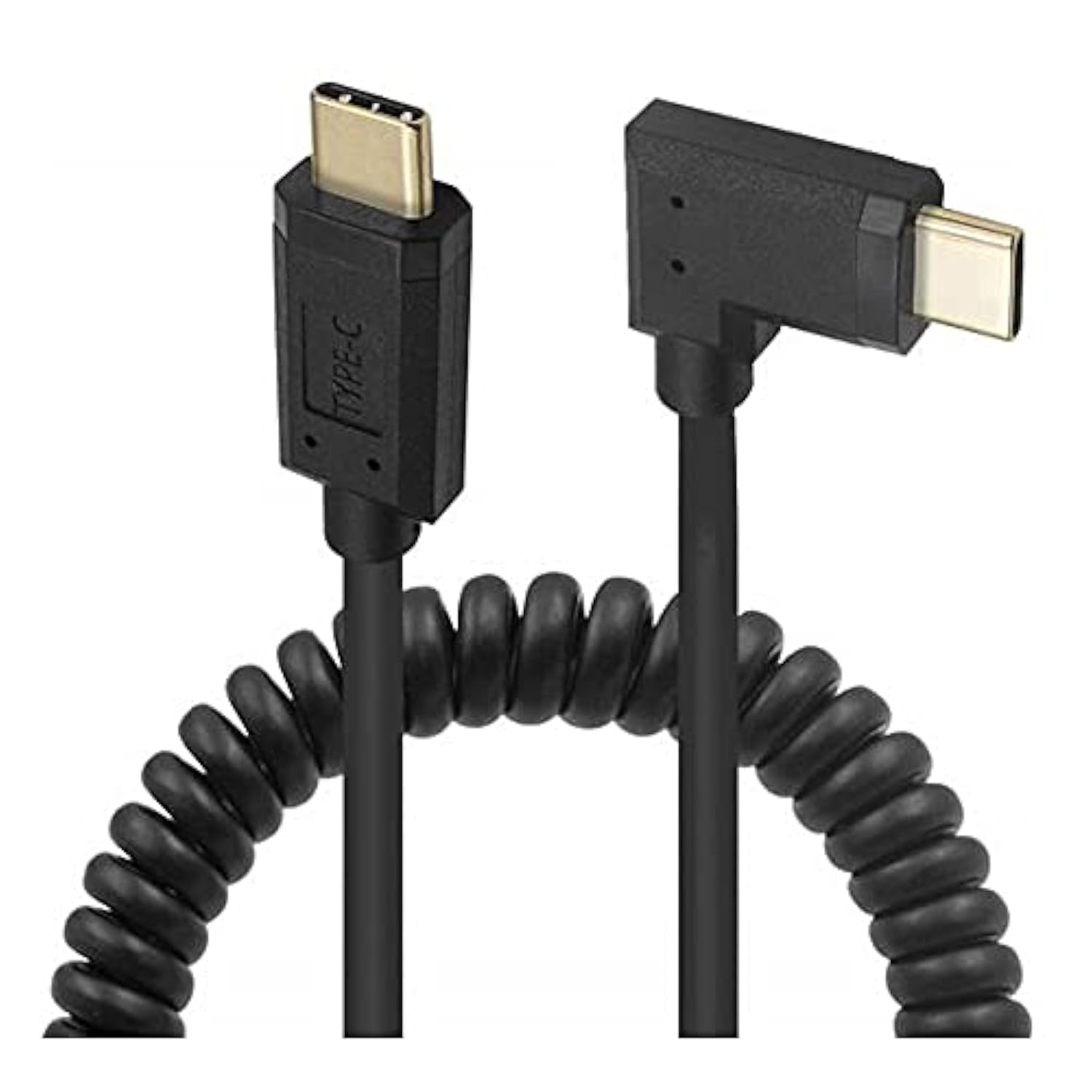 Coiled Usb 3.1 Type C Cable, Usb C Male To 90 Degree Left & Right Angle Usb C