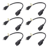 [UL Listed] Cable Matters 6-Pack 16 AWG Heavy Duty 13A Short Power Extension Cord 1 ft in Black, (Power Cord Extension / 3 Prong Extension Cords, NEMA 5-15P to NEMA 5-15R)
