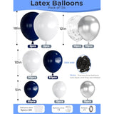 Navy Blue Balloon Arch Kit: Silver Confetti Party Decorations