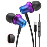 Design For Apple Headphones Mfi Magnetic Wired Earbuds Hifi Stereo Bass Headset Lightning Earphones With Microphone Volume Control For Iphone 14 Plus 13 Pro Max 12 Mini 11 10 Xs Xr Purple