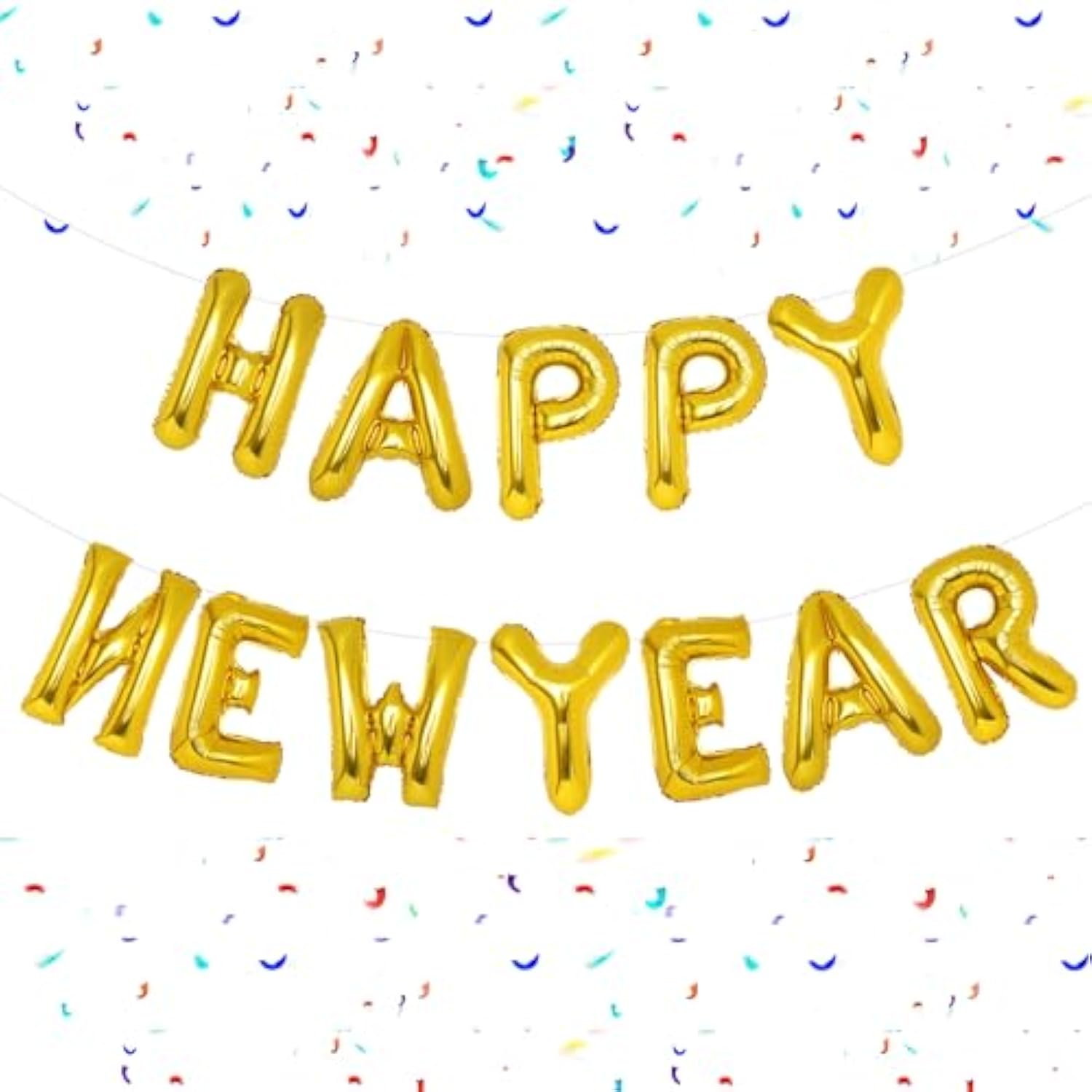 Gold Happy New Year Balloons 16in Banner Party Decorations 2024