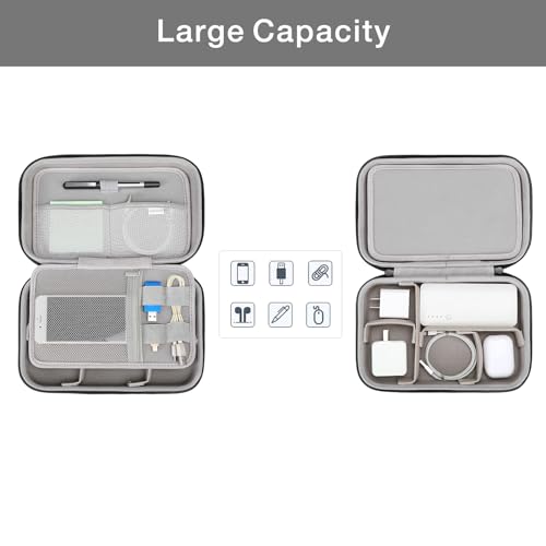 Electronic Organizer Travel Case Compatible With Macbook Power Adapter, Compatible With Magic Mouse & Pencil, Sd Card, Usb Flash Disk With 4 Modular Insert & 2 Cable Tie & Snap Hook, Black