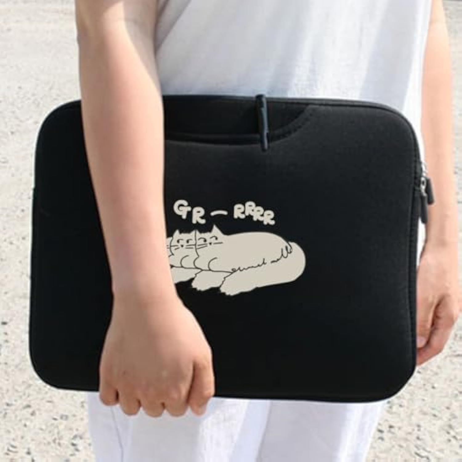 Laptop Sleeve With Cat Illustration Cute Laptop Bag With Hidden Handle And Pockets Compatible With Macbook Air 13 Macbook Pro 14 Hp Chromebook 14