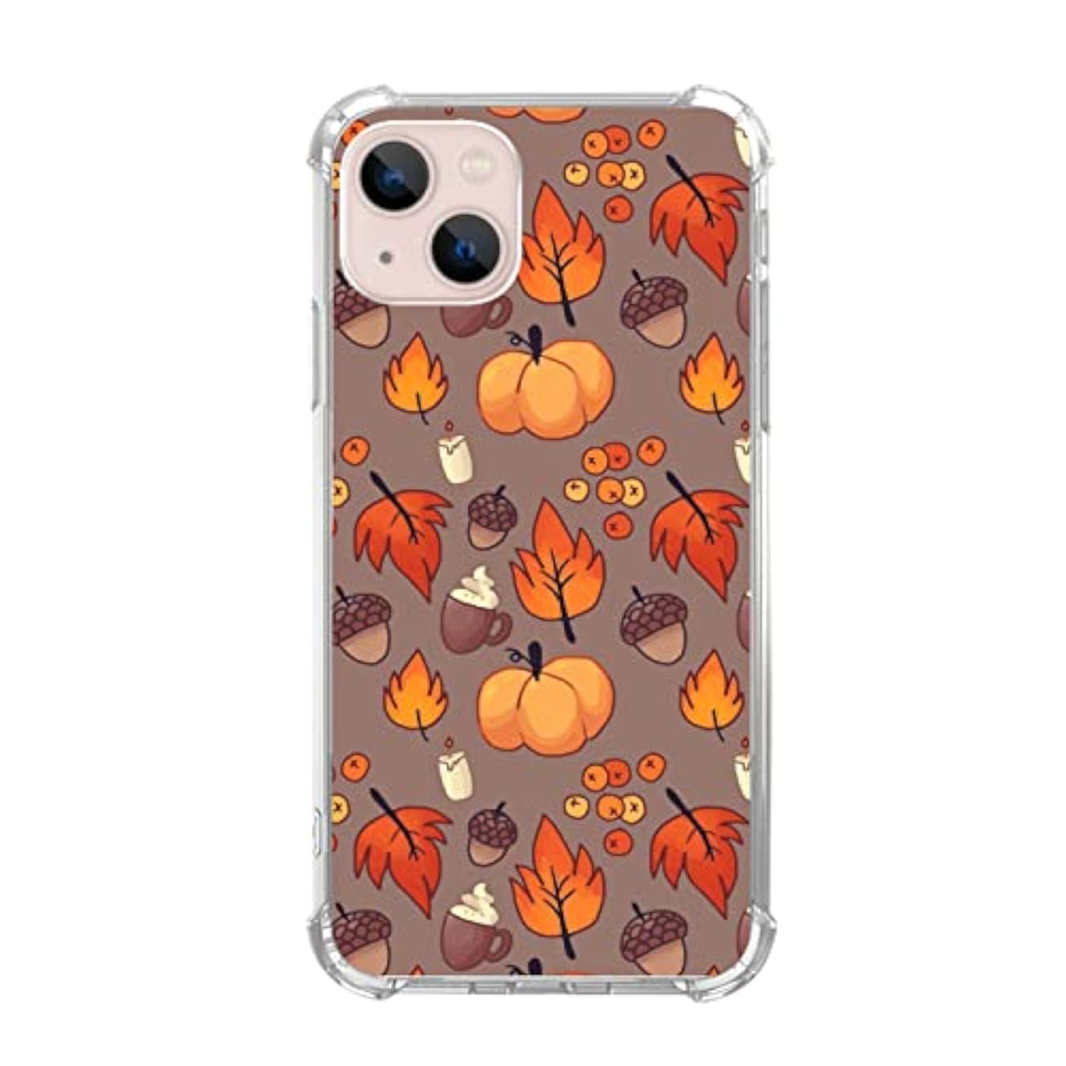 Fall Leaves Pumpkin Acorns Case Compatible With Iphone 15, Aesthetic Autumn Halloween Case For Iphone 15 For Teens Men And Women, Cool Tpu Bumper Phone Case Cover