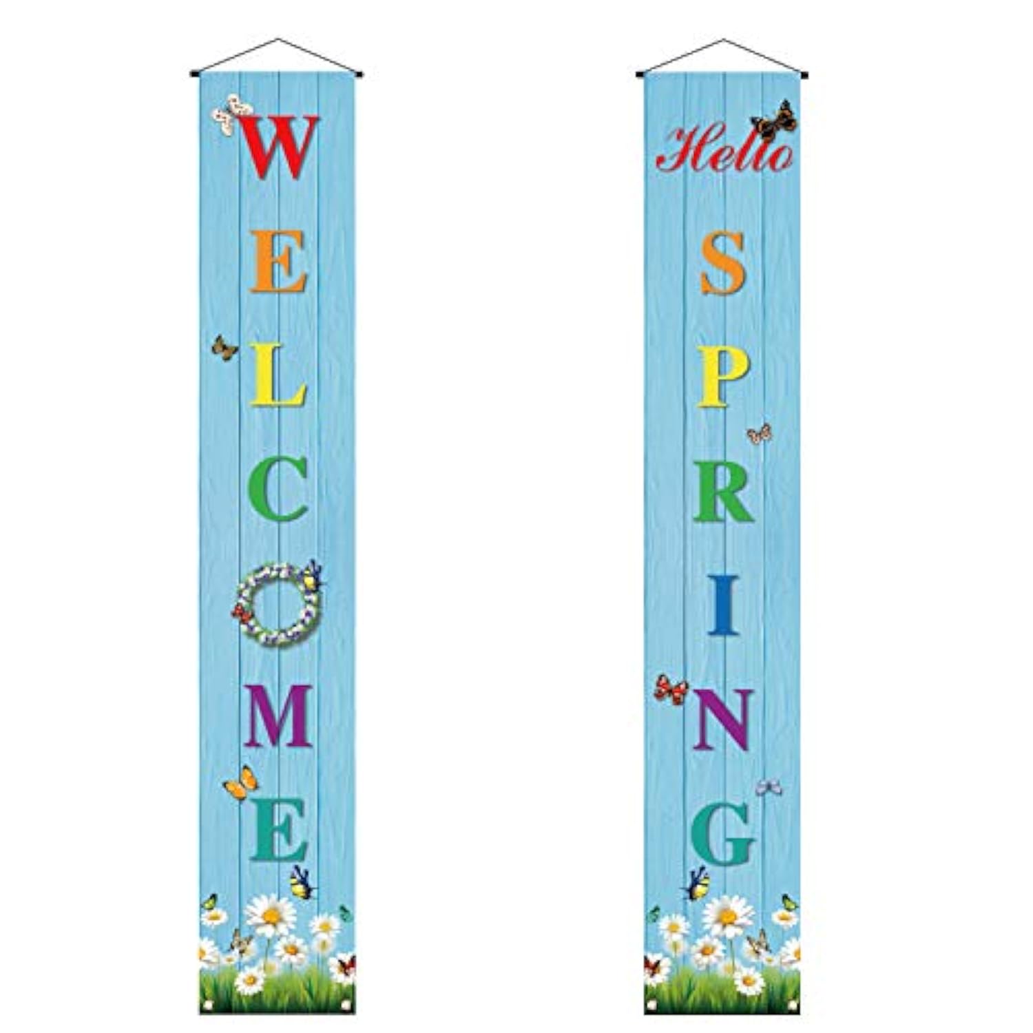 Hello Spring Banner,Spring Welcome Porch Sign,Spring Party Decoration Outdoor Indoor Front For Home Farmhouse School Classroom