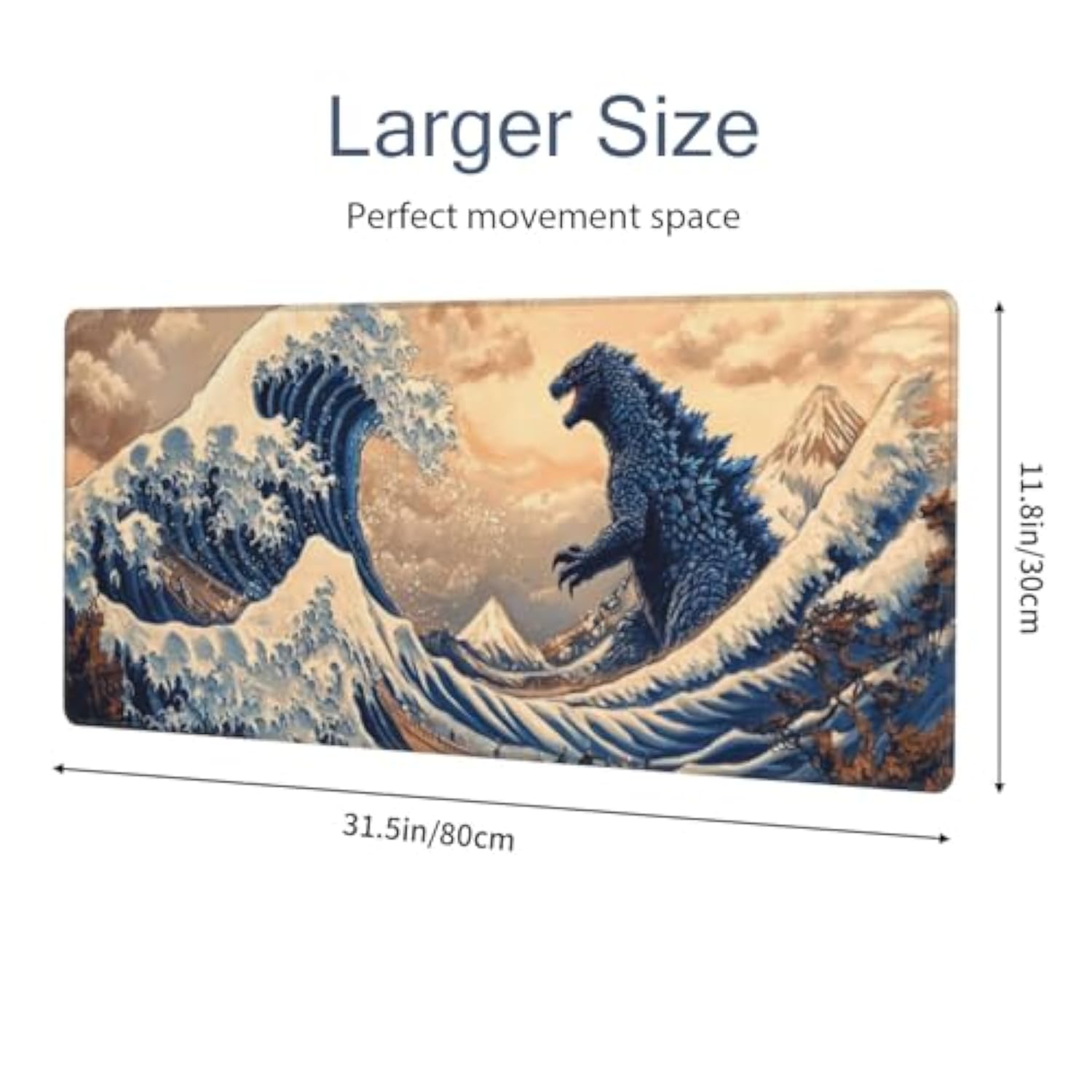 Japanese Sea Wave Large Mouse Pad Gaming Mouse Pad Xxl Art Large Mouse Pad Keyboard Mat Desk Mat Non-Slip Rubber Base