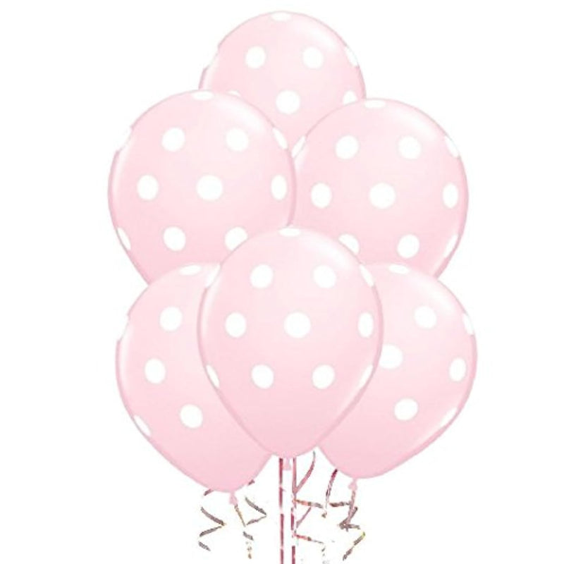 50 Pcs 12" Latex Balloons, Pink Polka Dot Balloons For Brithday Balloo