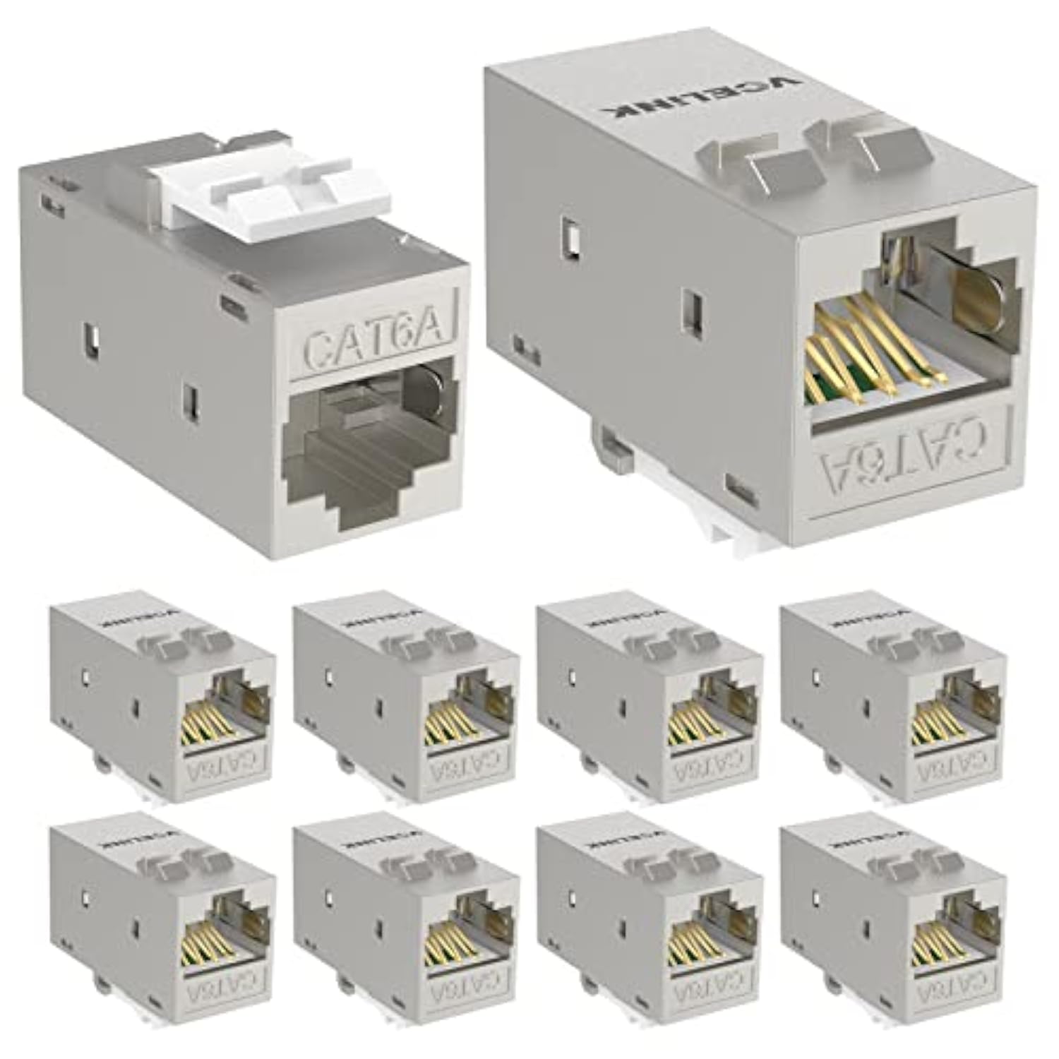 Cat6A Rj45 Keystone Coupler Shielded, 10-Pack Keystone Jack Inline Coupler Fem