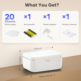 4X6'' Photo Printer With 20 Sheets Photo Paper & 1 Cartridge, Portable Instant Photo Printer For Iphone Android, Thermal Dye Sublimation, Wi-Fi Picture Printer