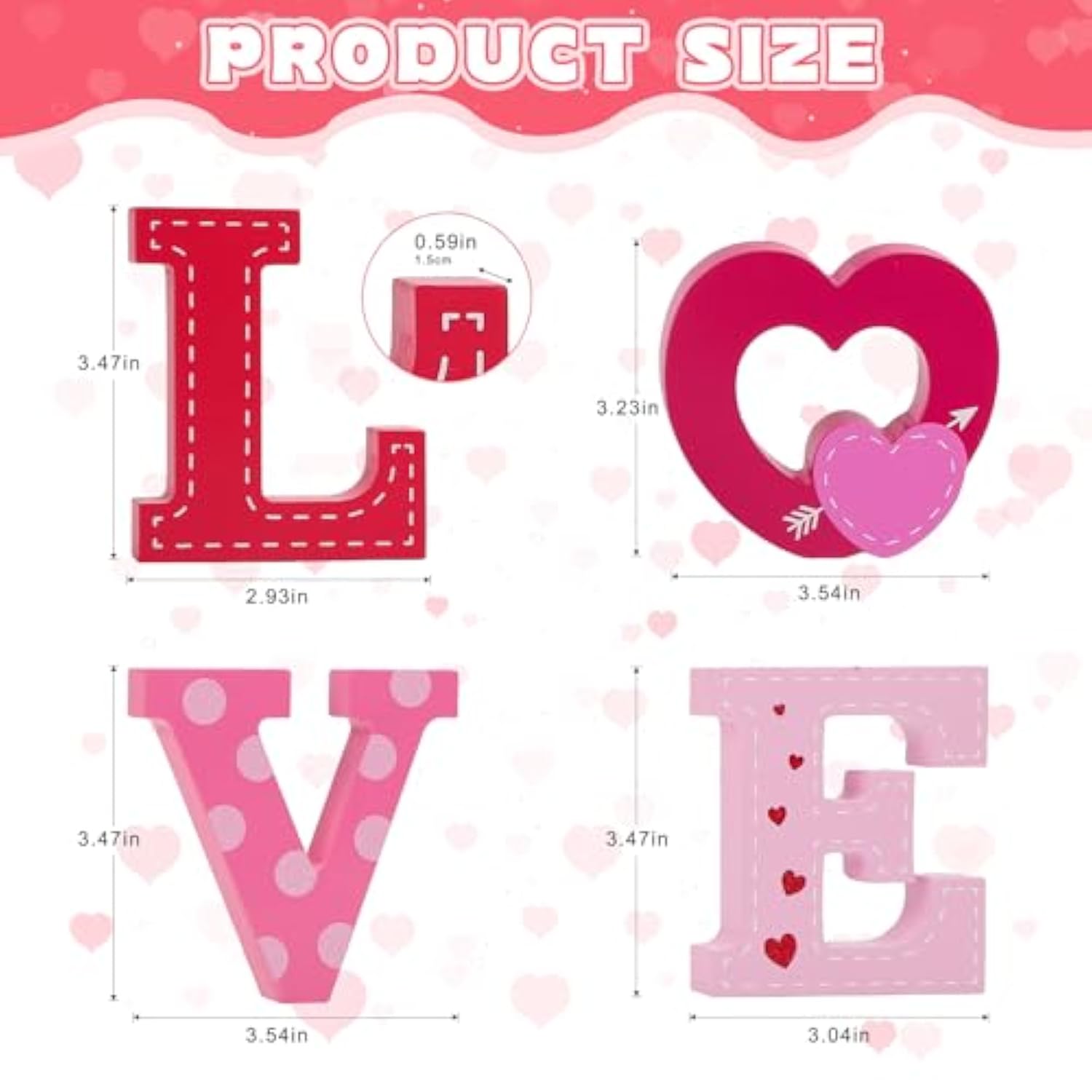 4 Pcs Valentines Day Wooden Love Table Sign Decorations,Red Pink Love Letter Valentines Day Decorations For Tiered Tray Home Decor, Valentine Gifts For Married Anniversary Wedding Party Supplies