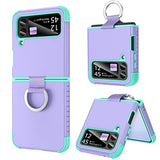 For Samsung Galaxy Z Flip 4 Case, Z Flip 4 5G Case, Heavy Duty 2 In 1 Full Body Rugged Shockproof Protection Cover With Ring Girls Women Boy Men Covers, Purple/Mint