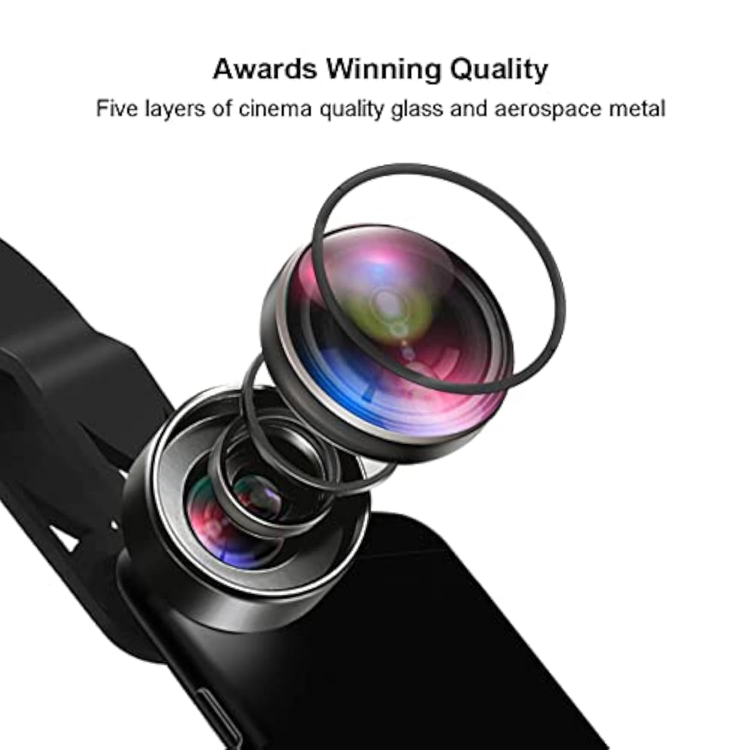 198° Fisheye Phone Camera Lens Kit for iPhone 7-13 Pro Max & Samsung Black