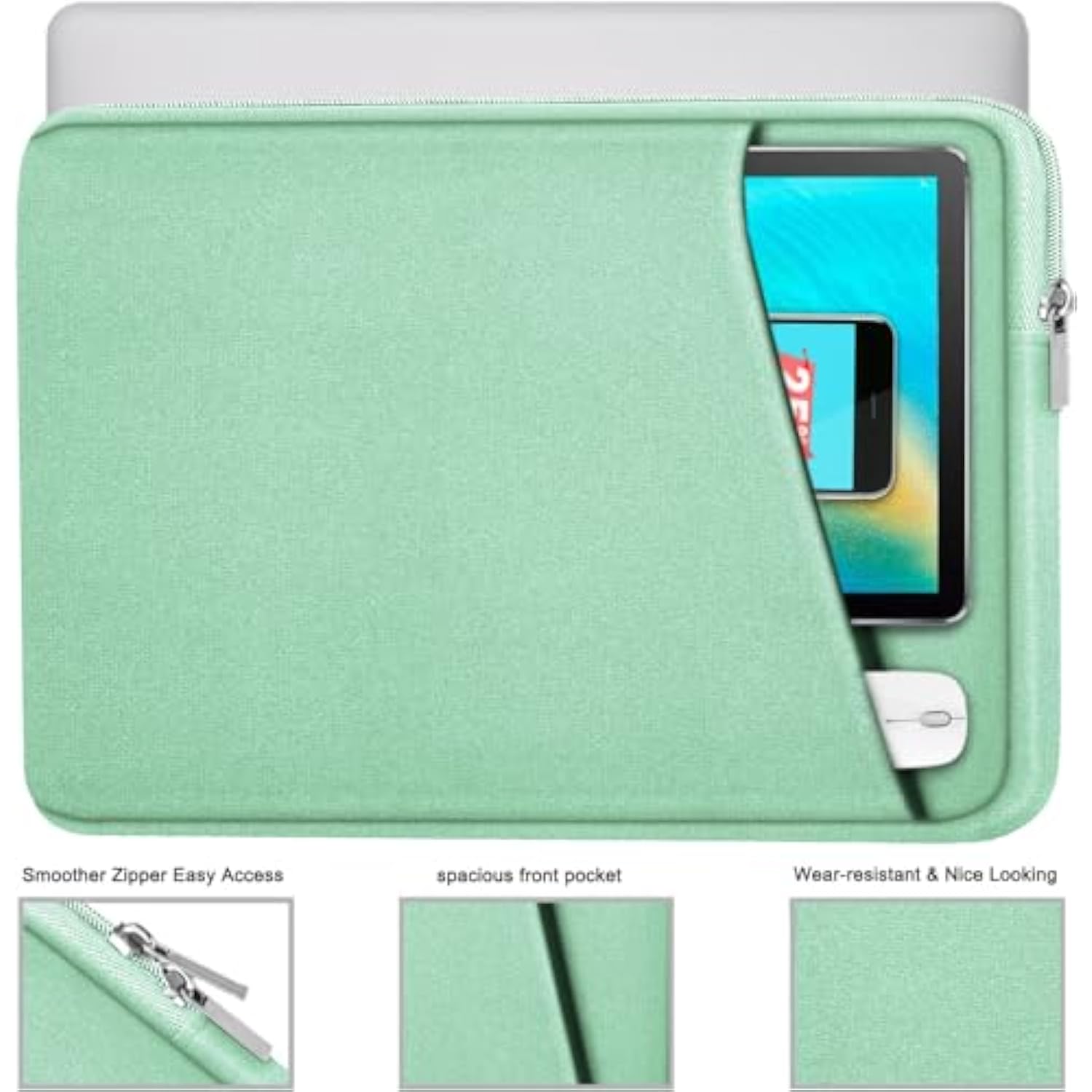 Askuko Laptop Case, Shockproof Protective Computer Sleeve Cover, Handbags Portable Laptop Bag For 15.6 Inch Hp Dell Asus Lenovo Notebook Computer With Front Pocket, Light Blue