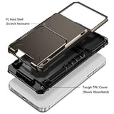For Iphone 14 Pro Max Case Wallet Cover 4-Card Credit Card Holder Id Slot Scratch Resistant Dual Layer Hybrid Protective Hard Shell Rugged Tpu Bumper Armor Case 6.7 Inch Gun