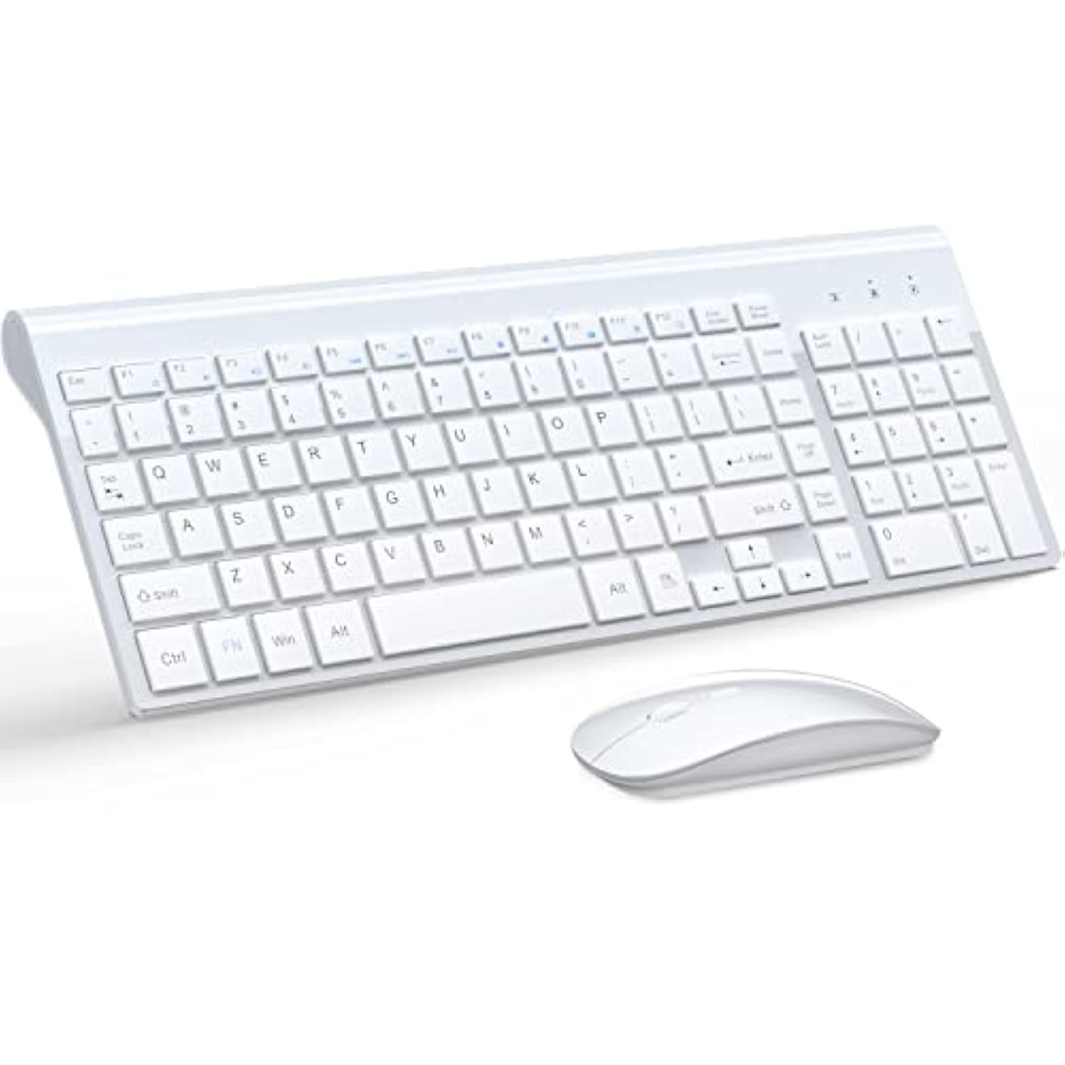 Wireless Keyboard And Mouse Ultra Slim Combo, 2.4G Silent Compact Usb 2400Dpi Mouse And Scissor Switch Keyboard Set With Cover, 2 Aa And 2 Aaa Batteries, For Pc/Laptop/Windows/Mac - White