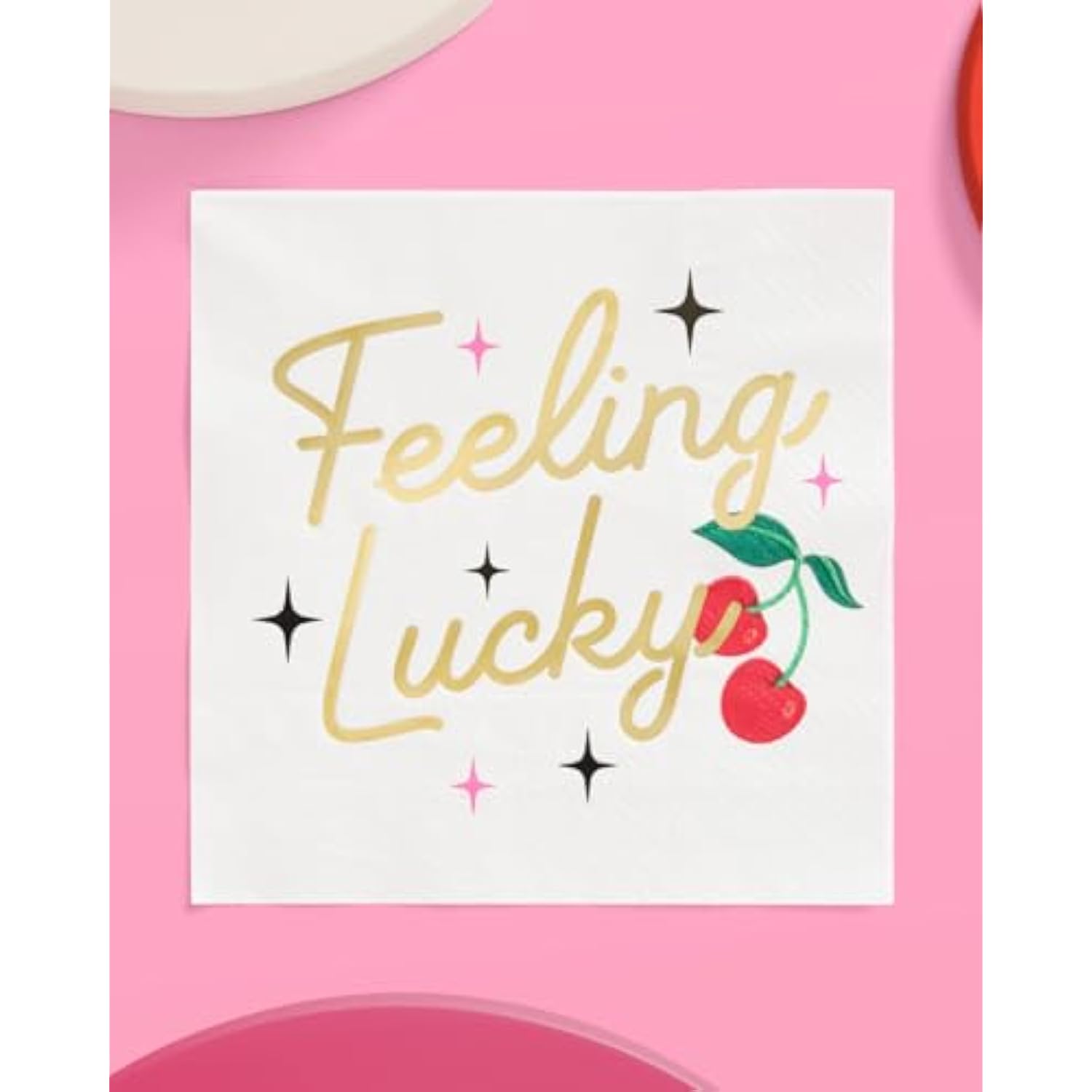 Feeling Lucky Napkins - 3-Ply, 25 Pcs | Casino Bachelorette Decoration, Vegas Birthday Party Tablescape, Poker Night Dinner Setting, Bach Decor