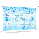 Blue Baby Shower Backdrop It’s a Boy Banner & Balloon Décor 71"x43.5"