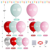 Pink Christmas Balloon Arch Kit 155pcs Red Pink Green Silver Christmas Balloons Arch with Candy Cane Lollipop Explosion Star Santa Claus Foil Balloons for Christma Birthday Party Decorations