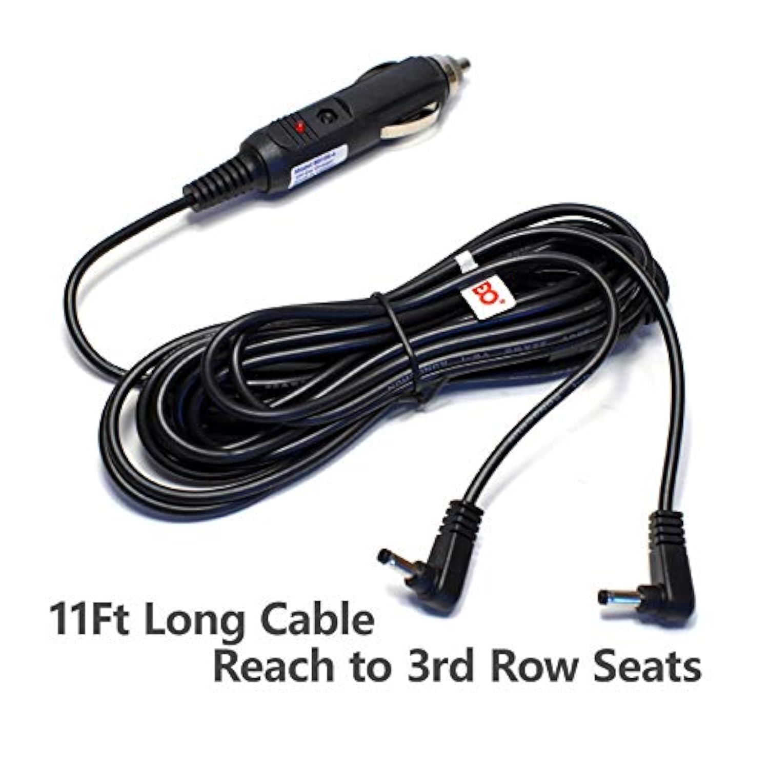 Edo Tech 11' Long Dc Vehicle Adapter Car Charger Power Cord For All Sylvania Insignia 7" 9" 11" Dual Screen Portable Dvd Player