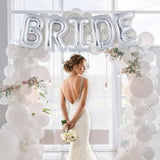 Silver Bride Balloons,16 Inch Bridal Shower Balloons,Bride Balloon Banner For Bachelorette Party Decorations,Bridal Photo Booth Bride Letter Banner For Wedding Engagement Party (Silver)