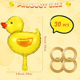 30 Pcs Duck Balloon Mini Duck Shape Foil Balloon With 4 Rolls Gold Ribbons For Birthday Baby Shower Party Decoration