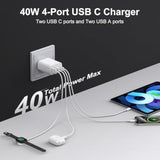 Usb C Charger Block, 3-Pack 40W Wall Plug Fast Charging Block, 4-Port Pd + Qc Power Adapter Type C Charging Blocks Cube, Compatible With Iphone 16/15/14/13/12/11/Pro Max, Tablets?White?