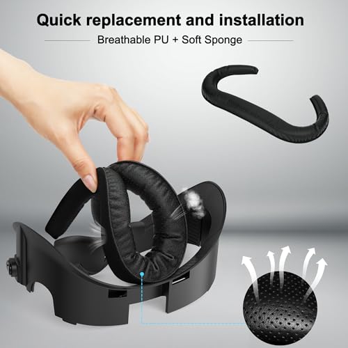 Adjustable Facial Interface For Meta Quest 3 Accessories,Face Cover With Breathable Foam Pads, Light-Blocking Nose Pad,Includes Two Face Cushions:Ice Silk & Pu (Not Compatible With Quest 3S)