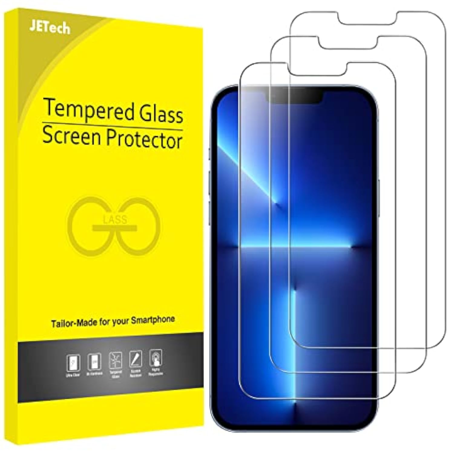 JETech Screen Protector Compatible with iPhone 13 Pro Max 6.7-Inch, Tempered Glass Film, 3-Pack