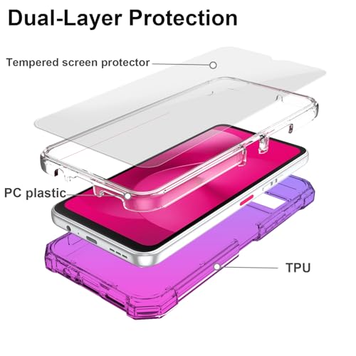 Case for TMobile REVVL 8, with Screen Protector, REVVL 8 Phone Case,Dual Layer Protection, Shockproof Corners TPU Bumper, Hard Silicone Full Body
