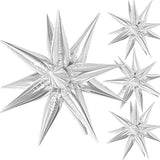Silver Star Balloons, 40 Pcs Starburst Balloon Thickened, 28 Inch Star Explosion Foil Balloons Metallic For Birthday Graduation Baby Shower Wedding Anniversary Backdrop Decorations Party Supplies
