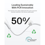 Belkin Eco USB-C to USB-C Cable 3.3ft, 60W - Soft, Braided, Flexible Fast Charging Cable, Type C Charger Cord for iPhone 16, Galaxy S25, Pixel 9, MacBook, iPad Pro, & More - White (2 Pack)