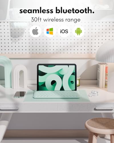 Bluetooth Keyboard For Tablet | Wireless Keyboard For Ipad Mini/Air/Mini, Iphone (Multi-Device, Built-In Stand, Rechargeable) Easy To Use And Cute Portable - Mint Green