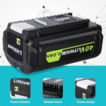 Replacement For Ryobi 40V 6.0Ah Battery Compatible With Ryobi 40 Volt Battery Op4040 Op40401 Op4026 Op40261 Op4050 Op40201 Op40601 Compatible With Ryobi Battery 40V Cordless Power Tools