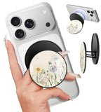 Magnetic Phone Grip Compatible With Magsafe - Cell Phone Grip Stand Magnetic Ring Holder Finger Kickstand For Iphone 17 16 15 14 13 12 Series Magnet Removable Accessories Cute Flower Floral