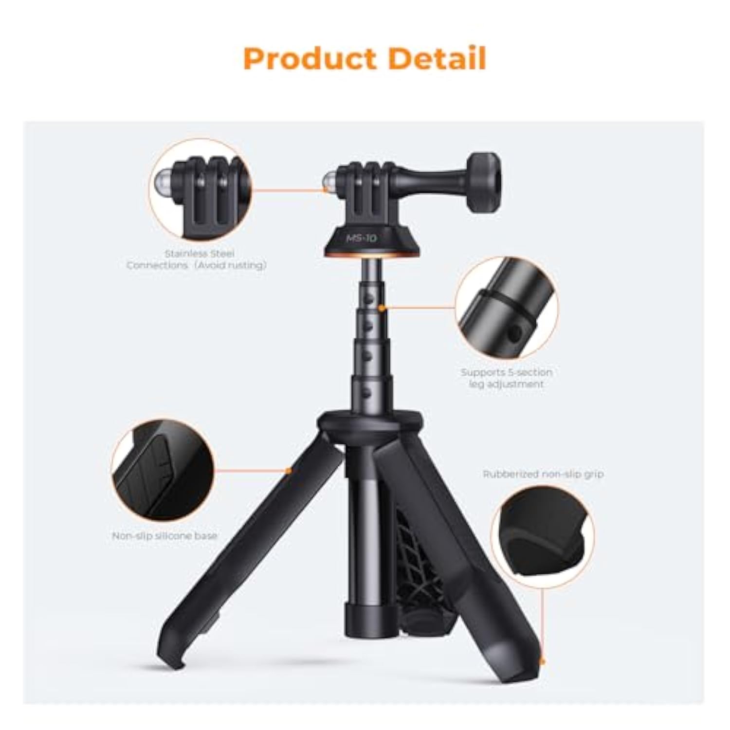 33.5Cm/13.2" Selfie Stick Tripod, Portable Vlog Handle Grip Action Camera Selfie Stick For Gopro Hero 13/12/11/10/9/8/Max, Dji Osmo Action 5/4/3/2/1. (Black)