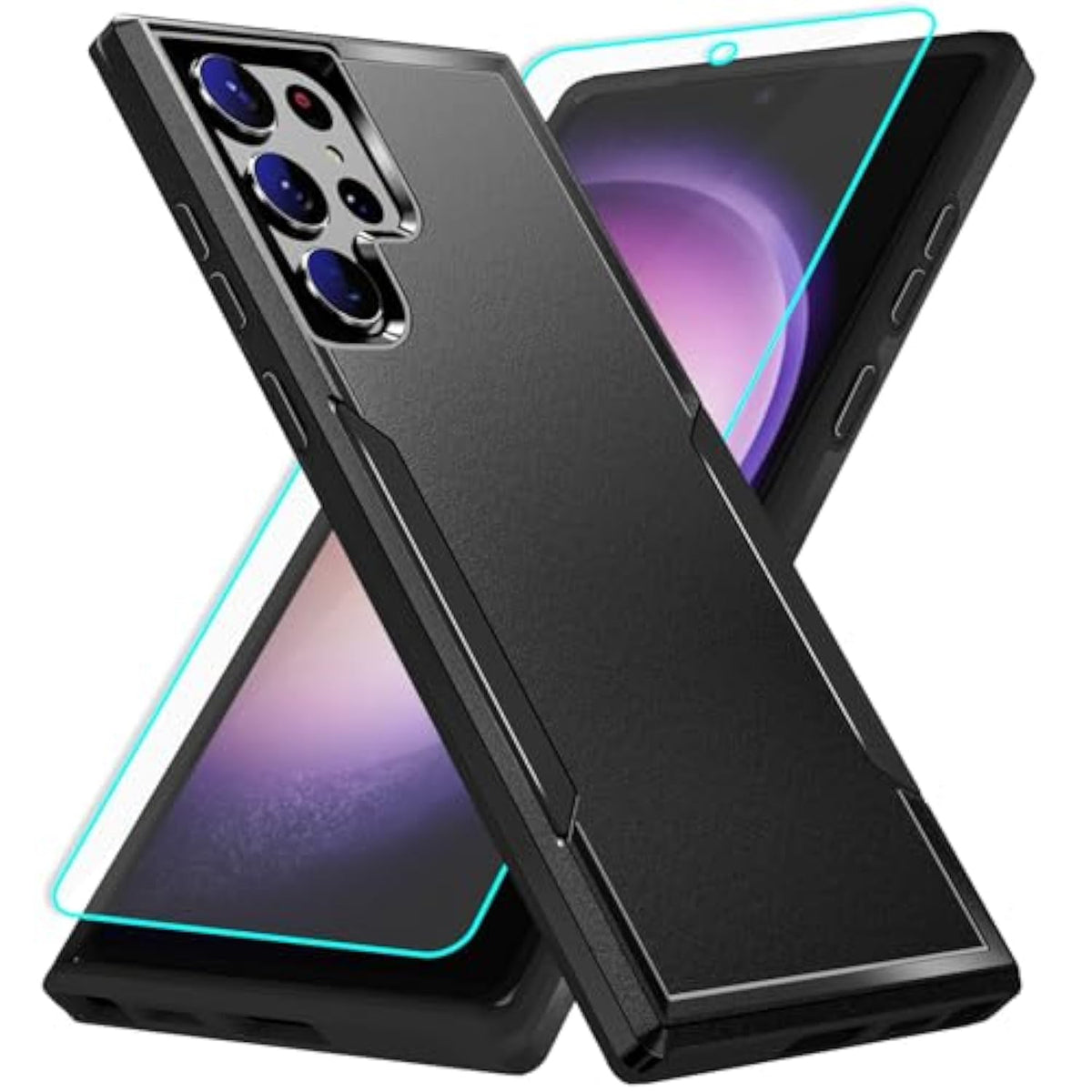 For Samsung Galaxy S23 Ultra Case With Screen Protection: Heavy Duty Protective Shockproof And Scratch Proof Cell Phone Case For Samsung Galaxy S23 Ultra-Black