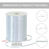 1/8 Inch X 870 Yards White Thin Solid Satin Ribbon Giant Spool Double