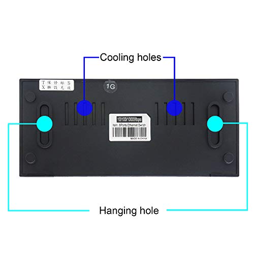 8 Port Gigabit Switchunmanaged 10/100/1000Mbps Network Hub Ethernet Splitter,Plug And Play,Quiet Fanless,For Office And Home Entertainment.